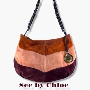 SEE BY CHLOE Maddie Suede Color Block Hobo Bag